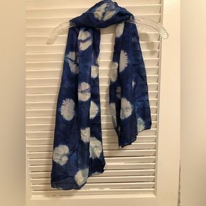 Pure silk shibori indigo scarf